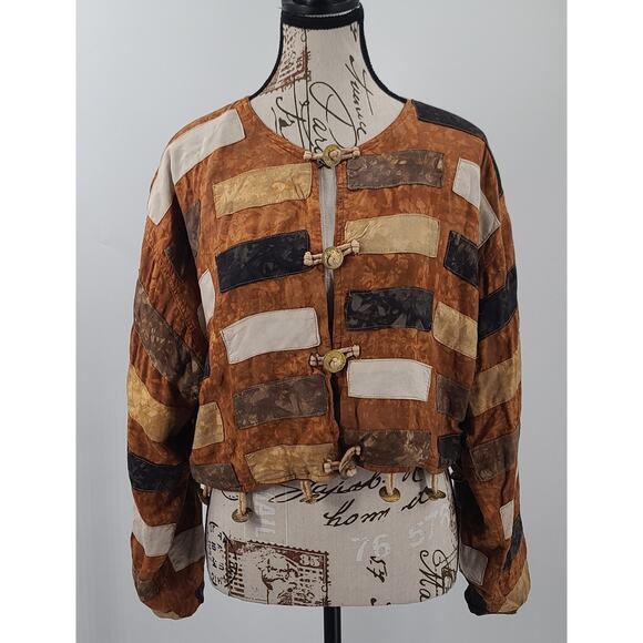 Nativewear Designs Vintage Patchwork ladies shacket orange medium Indie Hippie - Picture 1 of 7